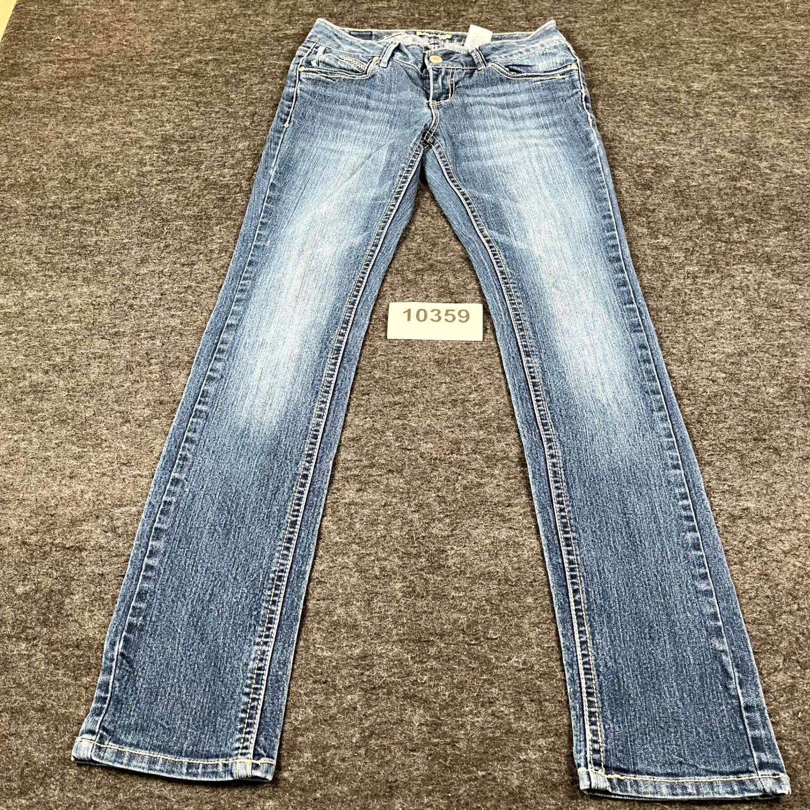Paris Blues Jeans Womens 7 Blue Denim Cotton Straight Leg Flap Pocket Casual